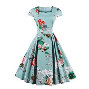 Blue Floral Swing Dress